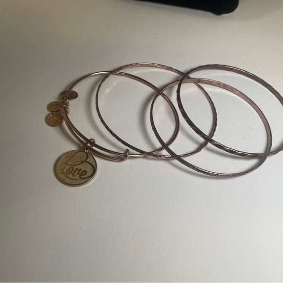 Elegant Rose Gold Tone “Love” Bangle Bracelet Set - Picture 2 of 4